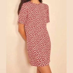 NWT Reformation | Beth Floral Red White Shift Dress Large